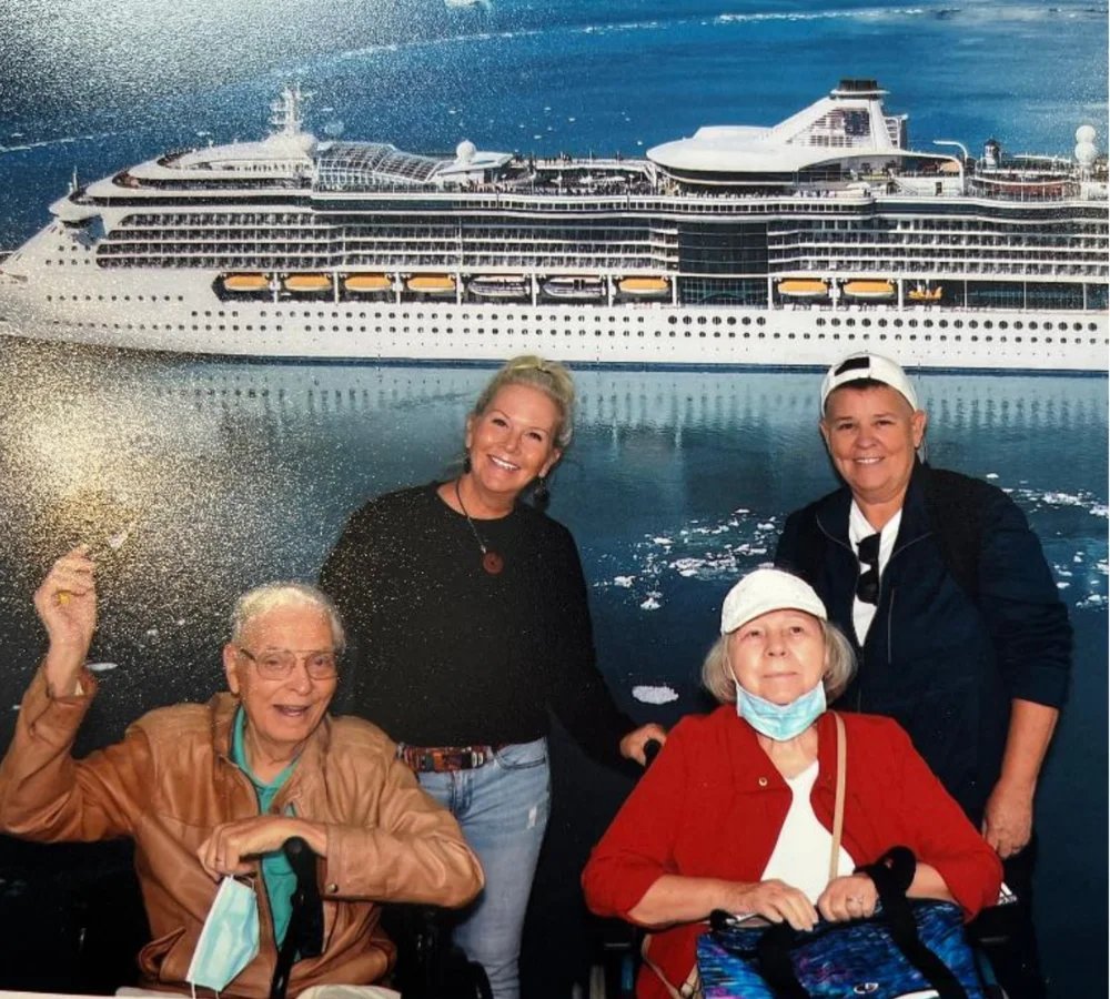 Julian, Janet, and Julian's parents on the Alaska cruise that started it all